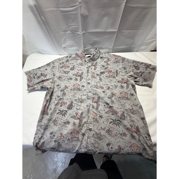 Columbia Other - Columbia Mens XLT Tall Grey Tropical Island Parrot Print Button Down Shirt
